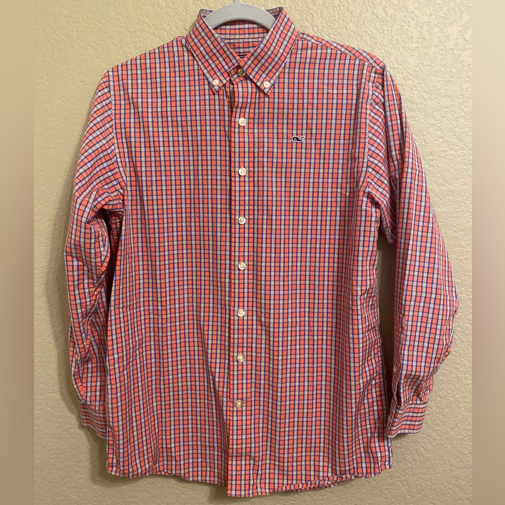 Vineyard Vines Boy’s Whale Shirt Size Large (16-18) EUC